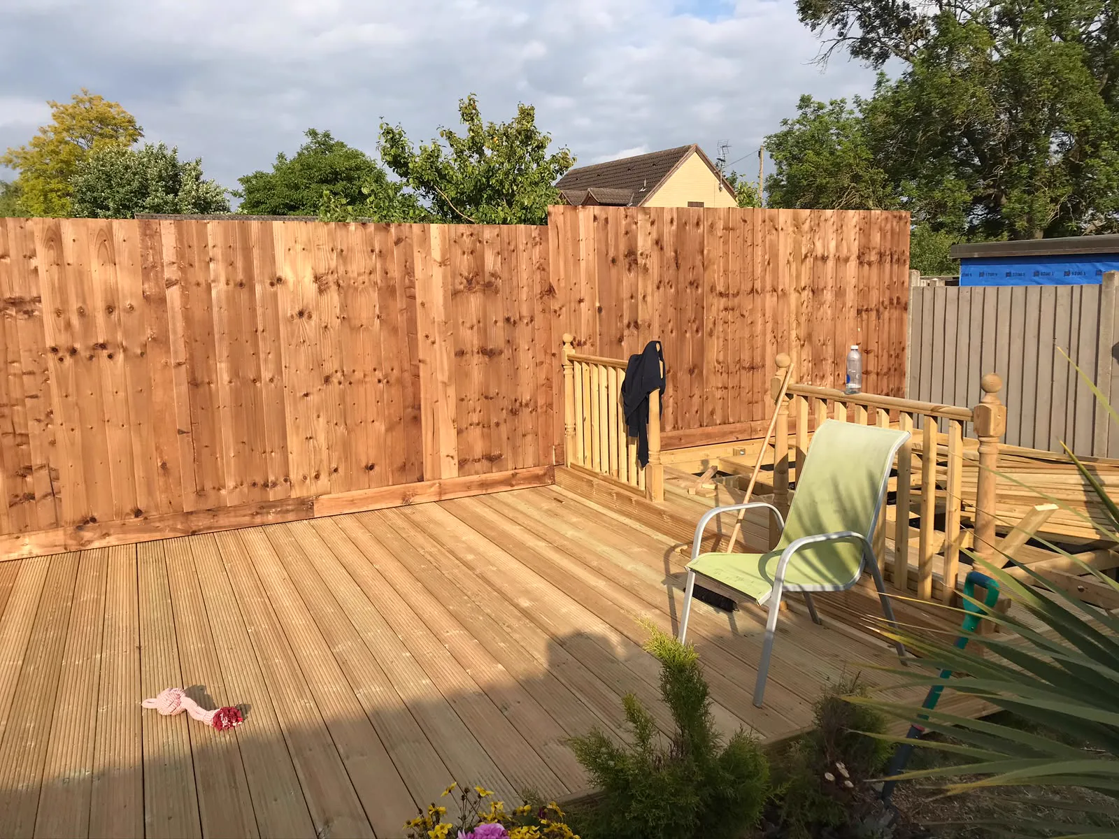 Completed timber deck and privacy fencing